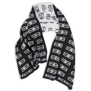 NWT BALENCIAGA BB Monogram Icon Blanket Scarf in Black!